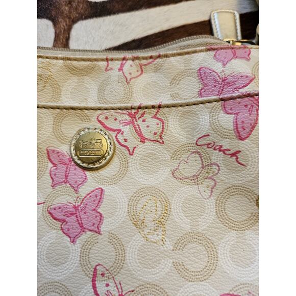 Vintage Y2k Coach Pink Butterfly Momogram Print Crossbody Purse - Picture 4 of 8
